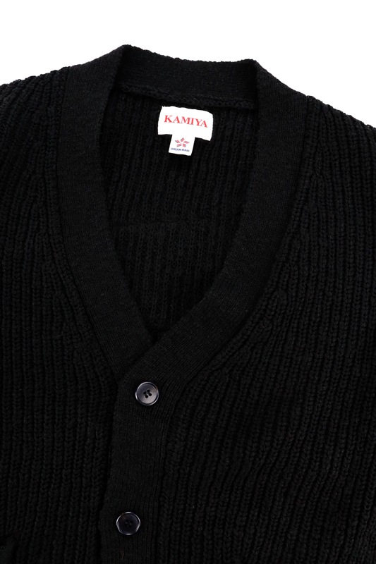 25SS】KAMIYA カミヤ Three Frag Knit Cardigan ブラック G14CD071 の