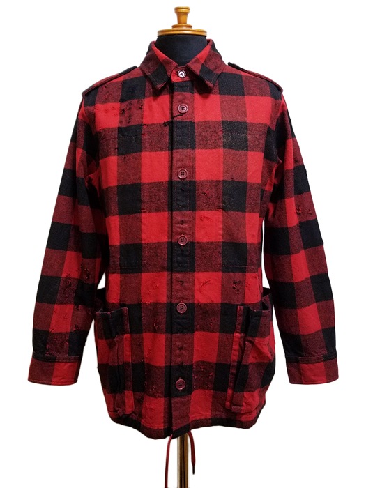 ��50%OFF��roar ������ �Хåե����������å� �֥륾�� ��å�x�֥�å� BASIC BUFFALO CHECK HEAVY TWILL FOIL PRINT 17FRB-11