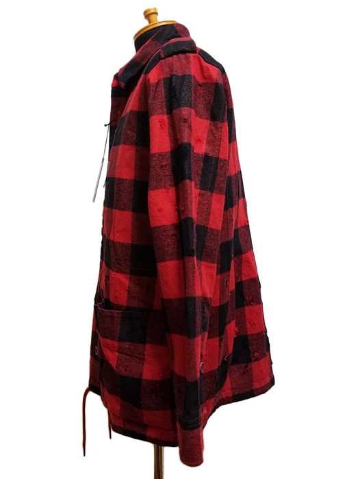 ��50%OFF��roar ������ �Хåե����������å� �֥륾�� ��å�x�֥�å� BASIC BUFFALO CHECK HEAVY TWILL FOIL PRINT 17FRB-11