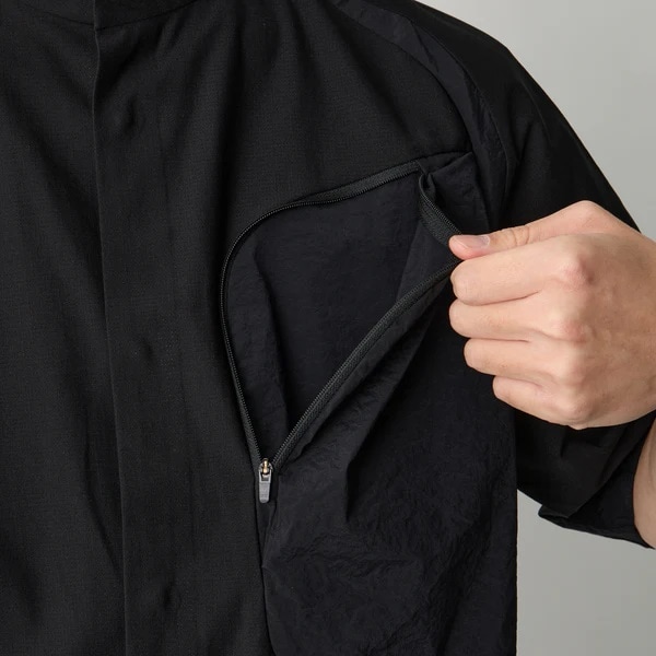 [26SS]White Mountaineering  �ۥ磻�ȥޥ���ƥ˥���� SHORT SLEEVE SHIRT BLACK BK2671101