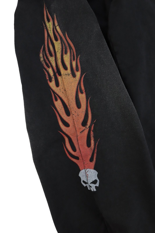 ��25AW��KAMIYA ���ߥ� "Skull Flame" Distressed Sweat Pants �֥�å� G15PT076