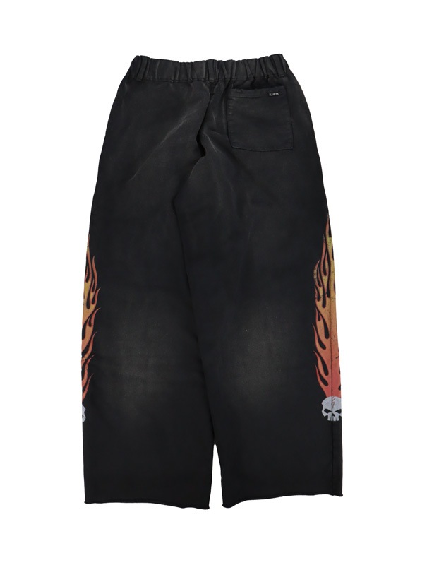 ��25AW��KAMIYA ���ߥ� "Skull Flame" Distressed Sweat Pants �֥�å� G15PT076