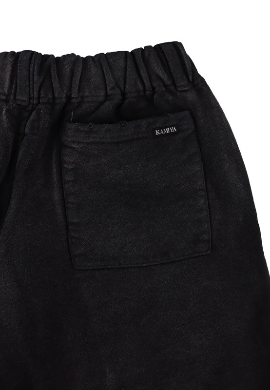 ��25AW��KAMIYA ���ߥ� "Skull Flame" Distressed Sweat Pants �֥�å� G15PT076