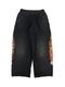 ��25AW��KAMIYA ���ߥ� "Skull Flame" Distressed Sweat Pants �֥�å� G15PT076