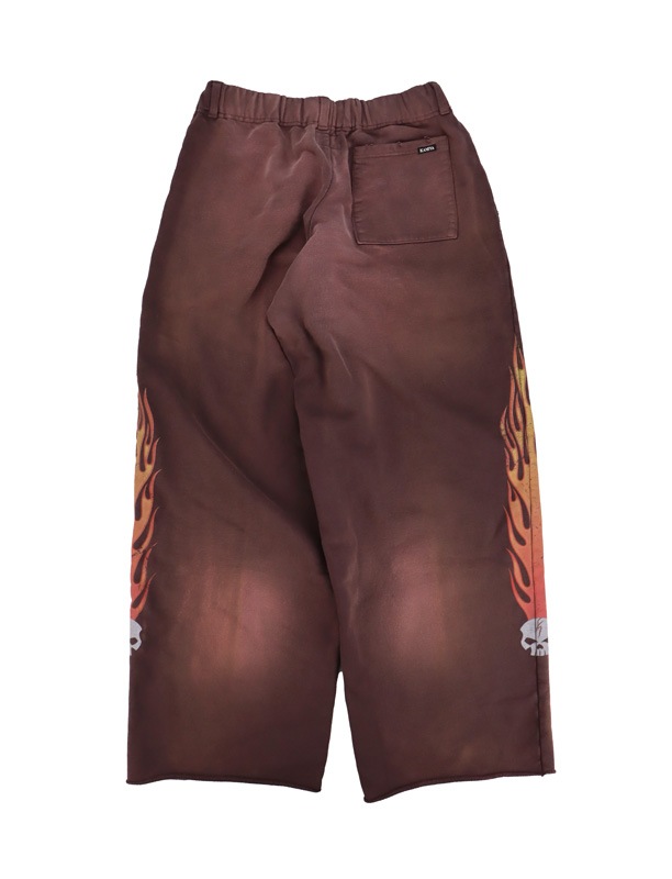 ��25AW��KAMIYA ���ߥ� "Skull Flame" Distressed Sweat Pants �֥饦�� G15PT076