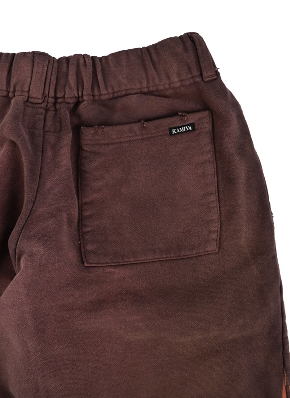 ��25AW��KAMIYA ���ߥ� "Skull Flame" Distressed Sweat Pants �֥饦�� G15PT076