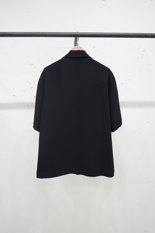 CULLNI クルニ Zip Front Open Collar Short Sleeve Shirt BLACK 23-SS