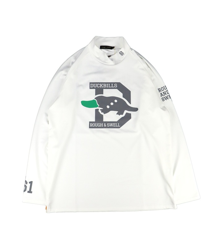 ROUGH & SWELL ラフアンドスウェル　長袖モックネック　ホワイト　M セール ラフアンドスウェル rough&swell モックネックシャツ 白