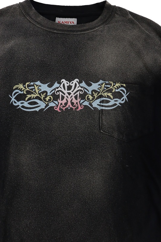 ��26SS��KAMIYA ���ߥ� "ROSE-KMY" Distressed Long-Sleeve T-shirt �֥�å� G16LT087