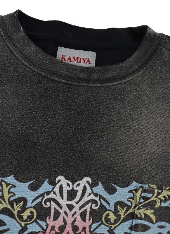 ��26SS��KAMIYA ���ߥ� "ROSE-KMY" Distressed Long-Sleeve T-shirt �֥�å� G16LT087