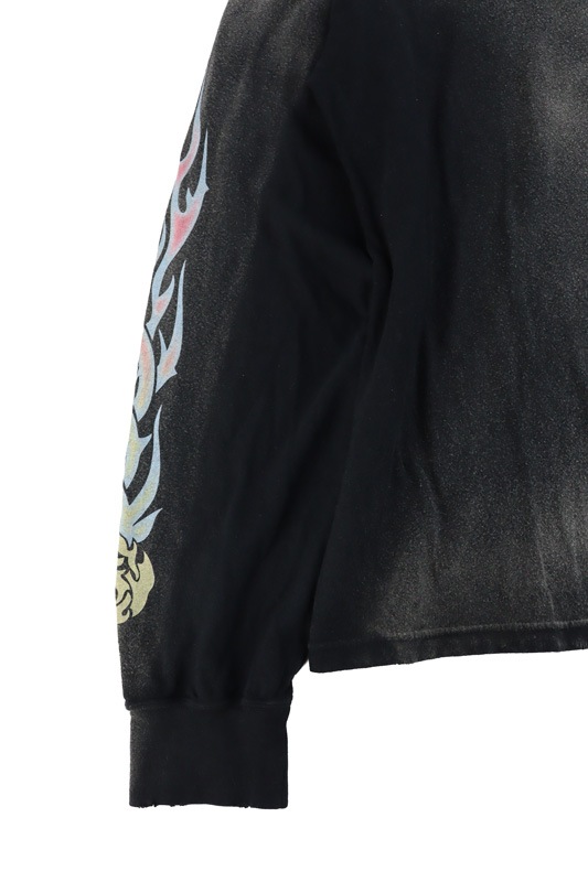��26SS��KAMIYA ���ߥ� "ROSE-KMY" Distressed Long-Sleeve T-shirt �֥�å� G16LT087