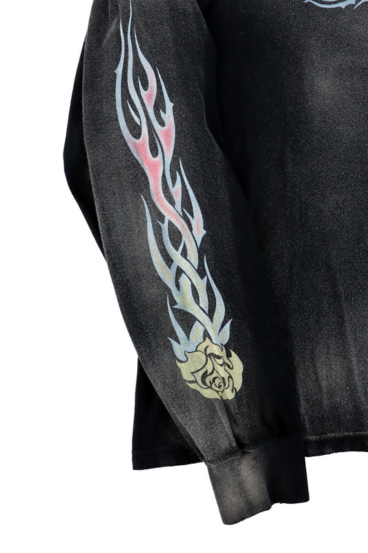 ��26SS��KAMIYA ���ߥ� "ROSE-KMY" Distressed Long-Sleeve T-shirt �֥�å� G16LT087