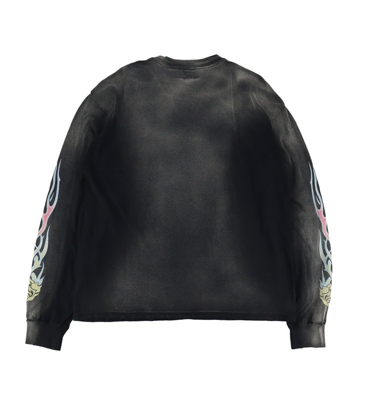 ��26SS��KAMIYA ���ߥ� "ROSE-KMY" Distressed Long-Sleeve T-shirt �֥�å� G16LT087