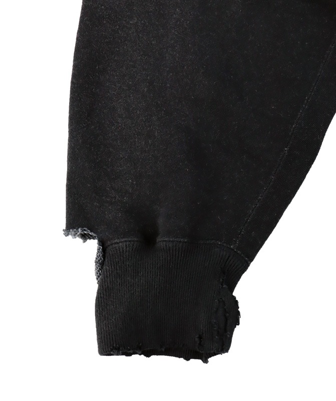 ��25AW��KAMIYA ���ߥ� Distressed Henry Neck Hoodie �֥�å� G15HD077