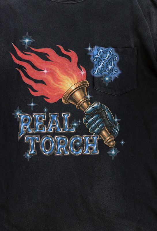 ��26SS��KAMIYA ���ߥ� "REAL TORCH" Distressed Pocket T-shirt �֥�å� G16TS090
