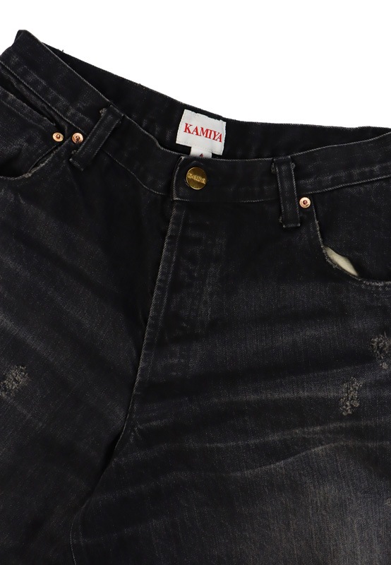 ��25AW��KAMIYA ���ߥ� Super Baggy Denim Pants �֥�å� G15PT051