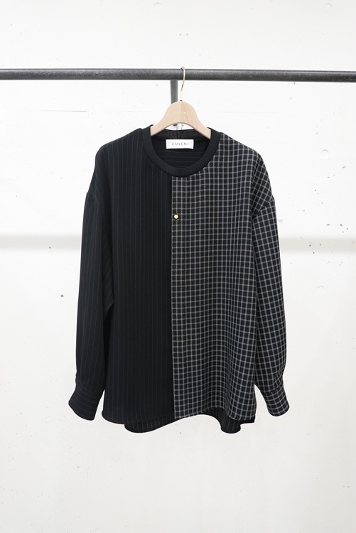 23AW】CULLNI クルニ Stripe & Check Mix Pullover BLACK ST. x BLACK