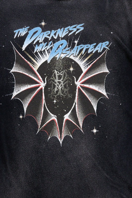 ��26SS��KAMIYA ���ߥ� "THE DARKNESS WILL DISAPPEAR" Distressed T-shirt �֥�å� G16TS086