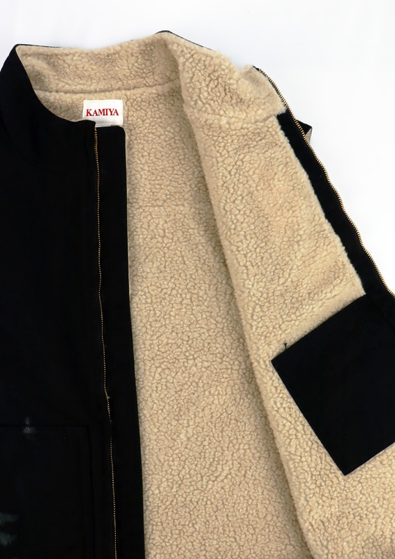 ��25AW��KAMIYA ���ߥ� BORO Boa Lining Duck Vest �֥�å� G15VT102