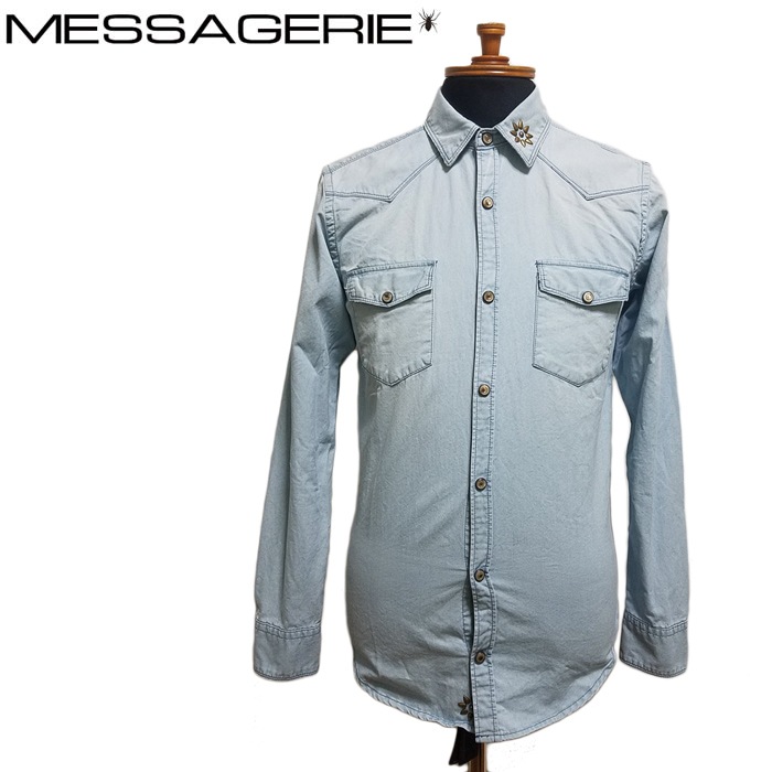 50%OFF】MESSAGERIE メッサジェリエ シャツ ブルー 171932T/8676 