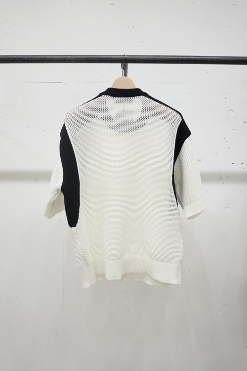 24SS】CULLNI クルニ Bi Color Mesh Knit Crewneck Short Sleeve WHITE