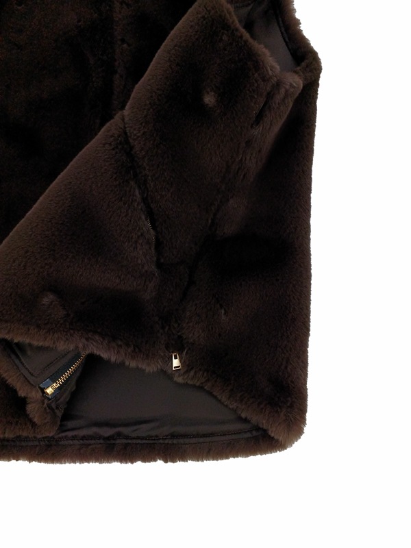 CULLNI クルニ Side Open Eco Fur Zip Vest DARK BROWN 22-AW-017 の