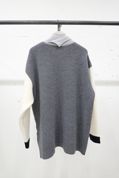 23AW】CULLNI クルニ Double High Neck Slit Knit GRAY MULTI 23-AW