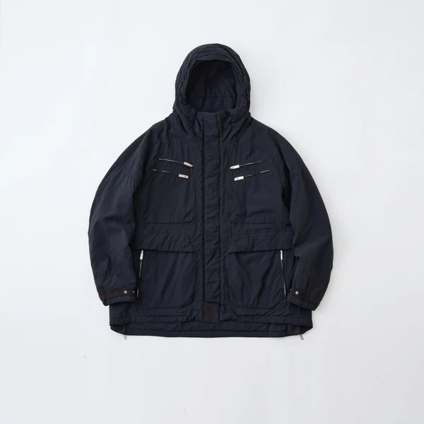 White Mountaineering  �ۥ磻�ȥޥ���ƥ˥���� GARMENT DYE RAGLAN SLEEVE BLOUSON BLACK BK2573206