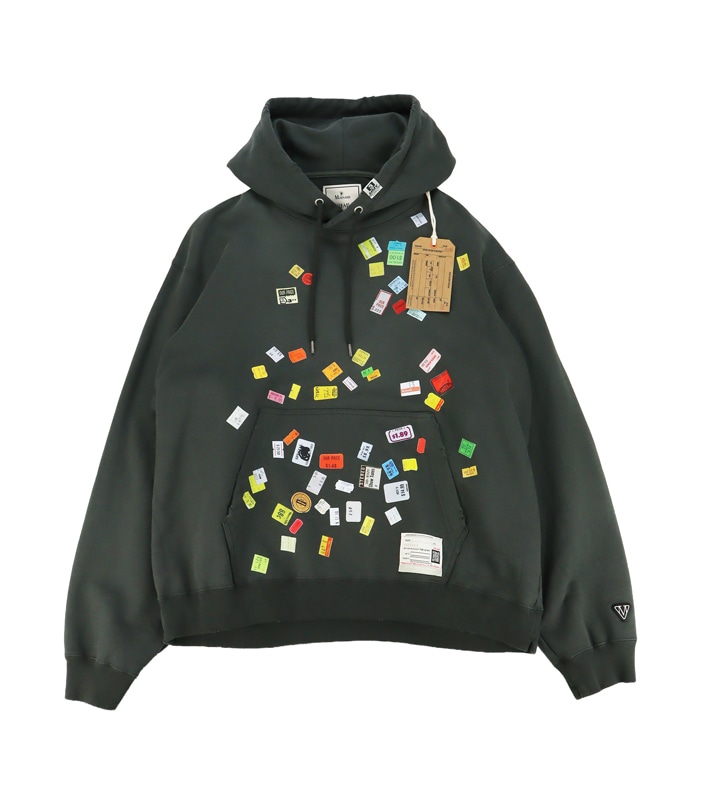 ��26AW��Maison MIHARA YASUHIRO �᥾�� �ߥϥ�䥹�ҥ� Price Tag Sticker Printed Hoodie �֥�å� A17HD551