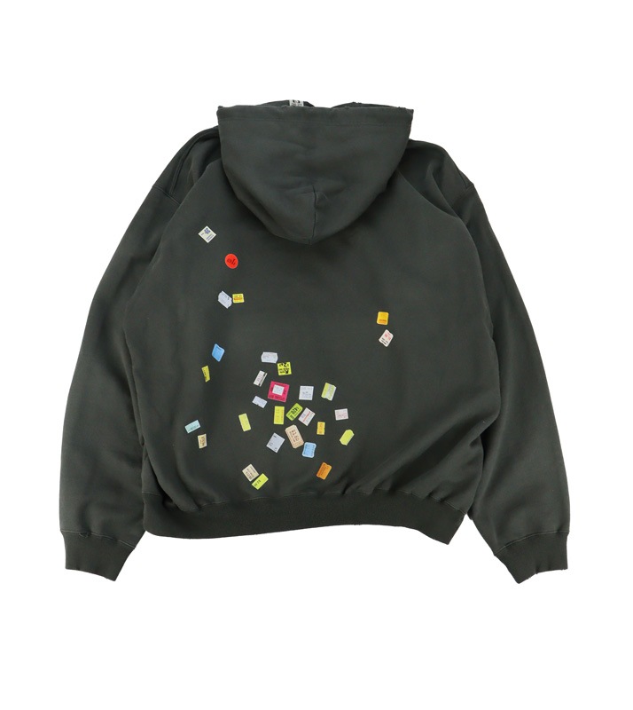 ��26AW��Maison MIHARA YASUHIRO �᥾�� �ߥϥ�䥹�ҥ� Price Tag Sticker Printed Hoodie �֥�å� A17HD551