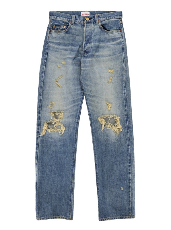 ��25SS��KAMIYA ���ߥ� BORO Denim Straight Pants ����ǥ��� G14PT038