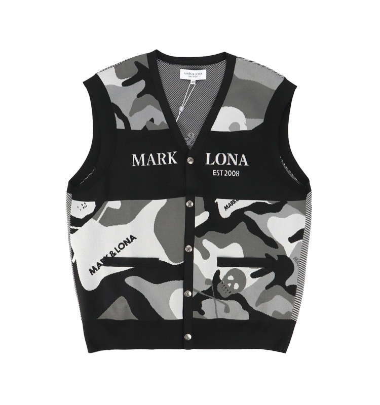 ��26SS��MARK&LONA �ޡ�������ɥ��� Gauge Camouflage Knit Vest | MEN  �٥��� �֥�å� MLM-6A-AB02