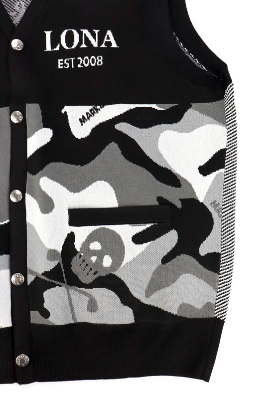 ��26SS��MARK&LONA �ޡ�������ɥ��� Gauge Camouflage Knit Vest | MEN  �٥��� �֥�å� MLM-6A-AB02