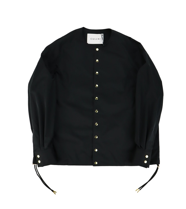 CULLNI ����� High Count Stretch Twill Dot Button Collarless Jacket BLACK 25-SS-040B