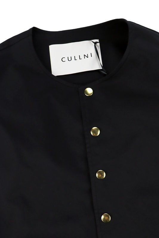 CULLNI ����� High Count Stretch Twill Dot Button Collarless Jacket BLACK 25-SS-040B
