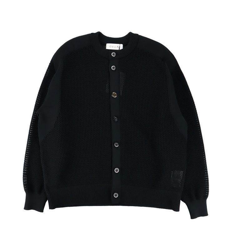 ��50%OFF��CULLNI ����� Bi Color Collarless Mesh Knit Jacket BLACK 25-SS-043