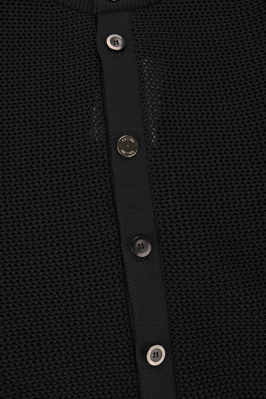 ��50%OFF��CULLNI ����� Bi Color Collarless Mesh Knit Jacket BLACK 25-SS-043