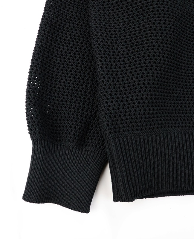 ��50%OFF��CULLNI ����� Bi Color Collarless Mesh Knit Jacket BLACK 25-SS-043