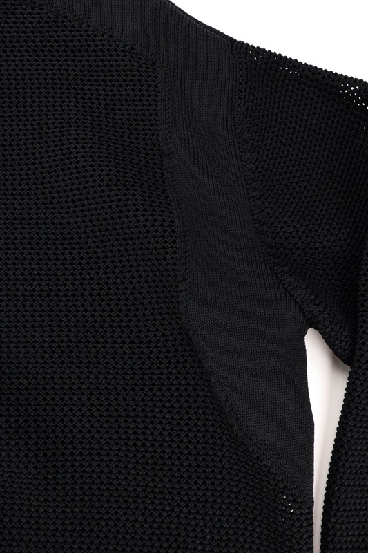 ��50%OFF��CULLNI ����� Bi Color Collarless Mesh Knit Jacket BLACK 25-SS-043