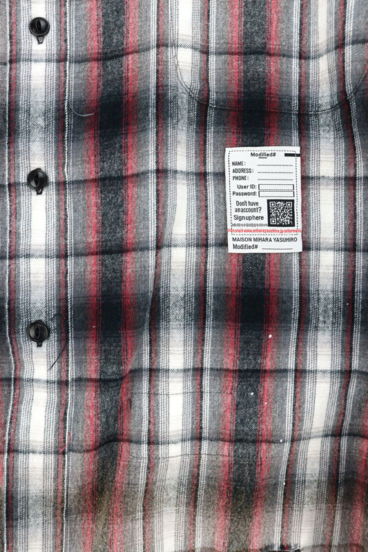��26SS��Maison MIHARA YASUHIRO �᥾�� �ߥϥ�䥹�ҥ� Vintage Like Check Shirt �֥�å� J16SH181