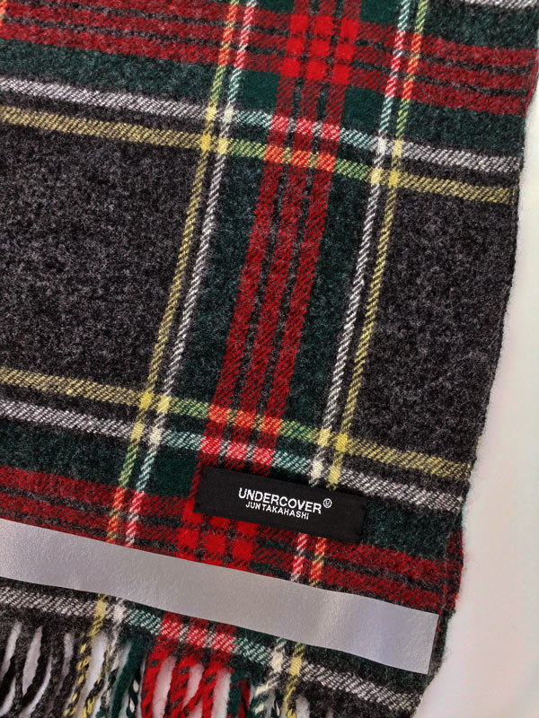 UNDERCOVER アンダーカバー W/Caチェック細巾ストール ブラック