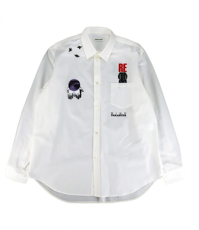 ��26SS��UNDERCOVER MEN'S PRE-COLLECTION ����������С���󥺥ץ쥳�쥯����� ������ե��顼���奿���ץ饤���������֥졼Ĺµ����� �ۥ磻�� UP1F4413