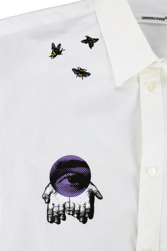 ��26SS��UNDERCOVER MEN'S PRE-COLLECTION ����������С���󥺥ץ쥳�쥯����� ������ե��顼���奿���ץ饤���������֥졼Ĺµ����� �ۥ磻�� UP1F4413