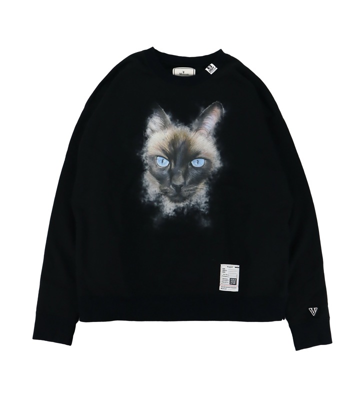 ��25AW��Maison MIHARA YASUHIRO �᥾�� �ߥϥ�䥹�ҥ� Cat Printed Sweatshirt �֥�å� J15PO742