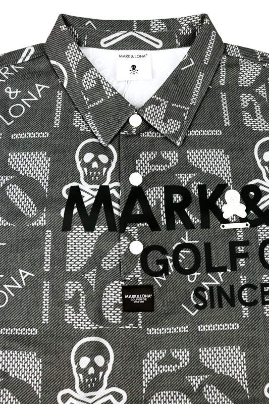 MARK & LONA 黒ポロシャツ スカルロゴL