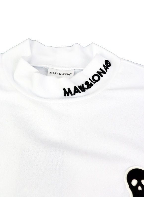 ✨美品✨マークアンドロナモックネックシャツバックロゴ白メンズ48 L