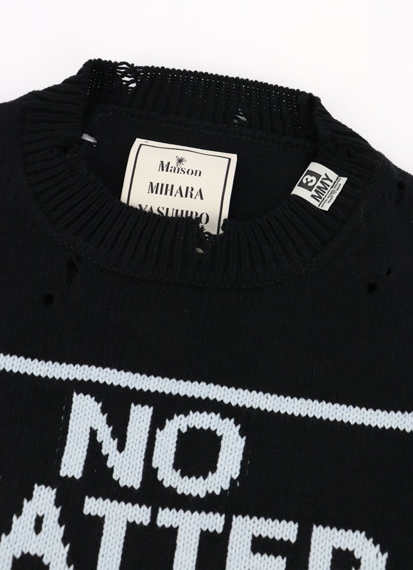 ��26SS��Maison MIHARA YASUHIRO �᥾�� �ߥϥ�䥹�ҥ� Message Jacquard Knit Sweater �֥�å� A16SW511