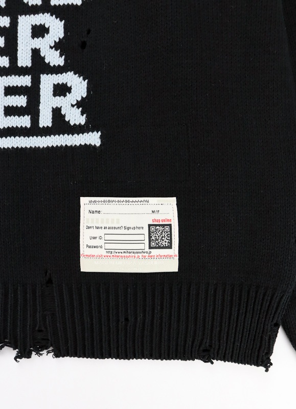 ��26SS��Maison MIHARA YASUHIRO �᥾�� �ߥϥ�䥹�ҥ� Message Jacquard Knit Sweater �֥�å� A16SW511