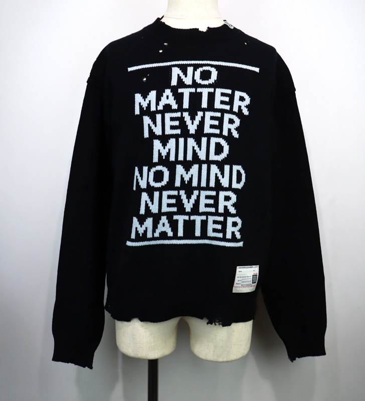 ��26SS��Maison MIHARA YASUHIRO �᥾�� �ߥϥ�䥹�ҥ� Message Jacquard Knit Sweater �֥�å� A16SW511