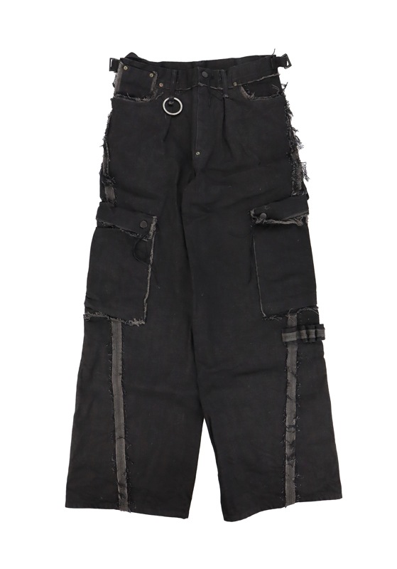 25AW】MINUS マイナス Slash Seam Twist Cargo Jeans(NOIR) M-P1
